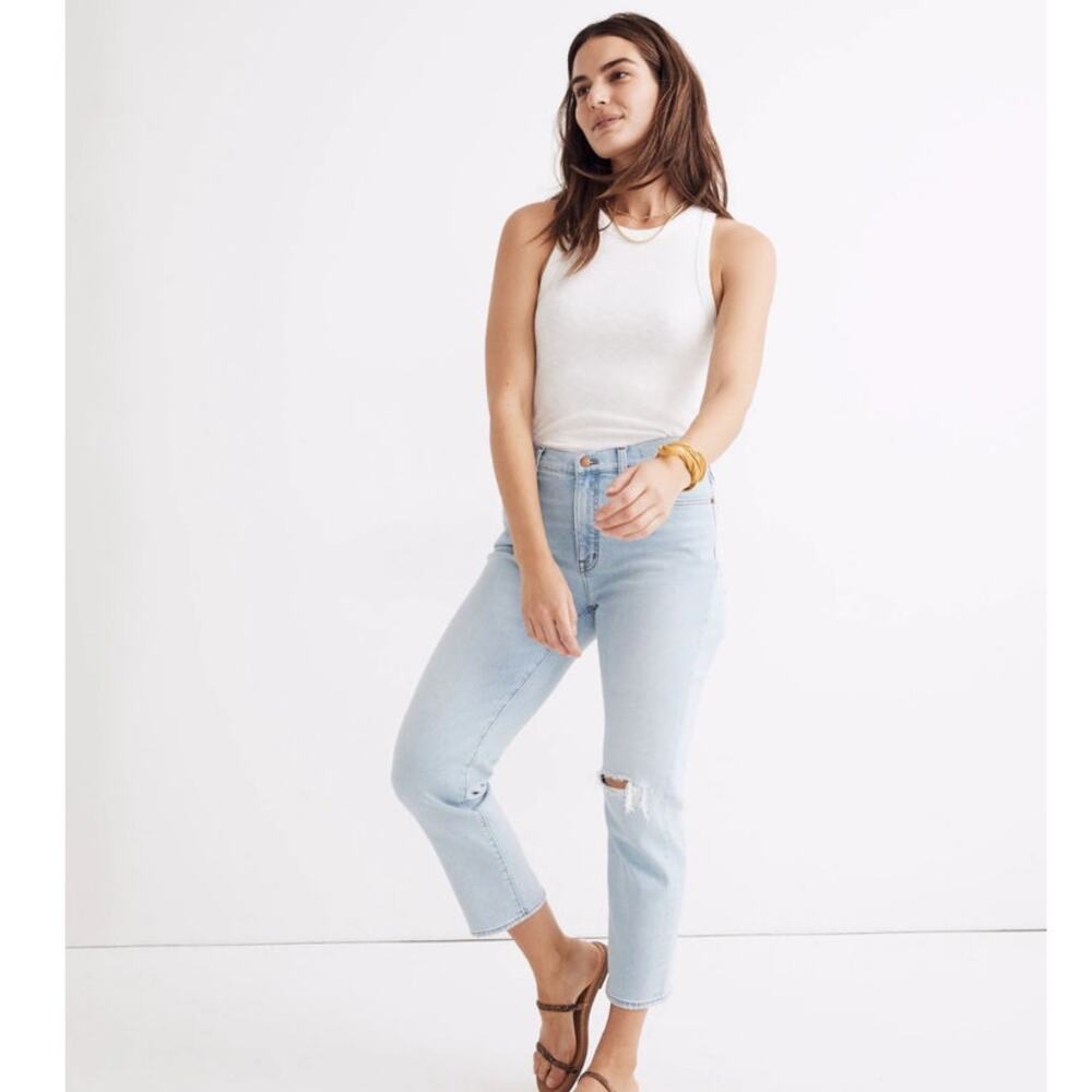 NWT‎ Madewell Mid Rise Classic Straight Jeans in Wellingford Wash Size 32